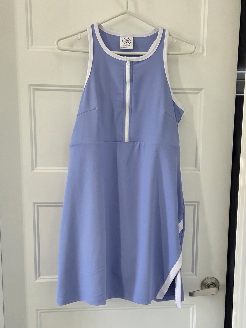 Sage Lavender Sleeveless Tennis Dress with White Trim